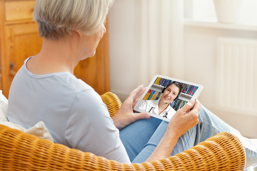 telemedicine senior woman tablet computer